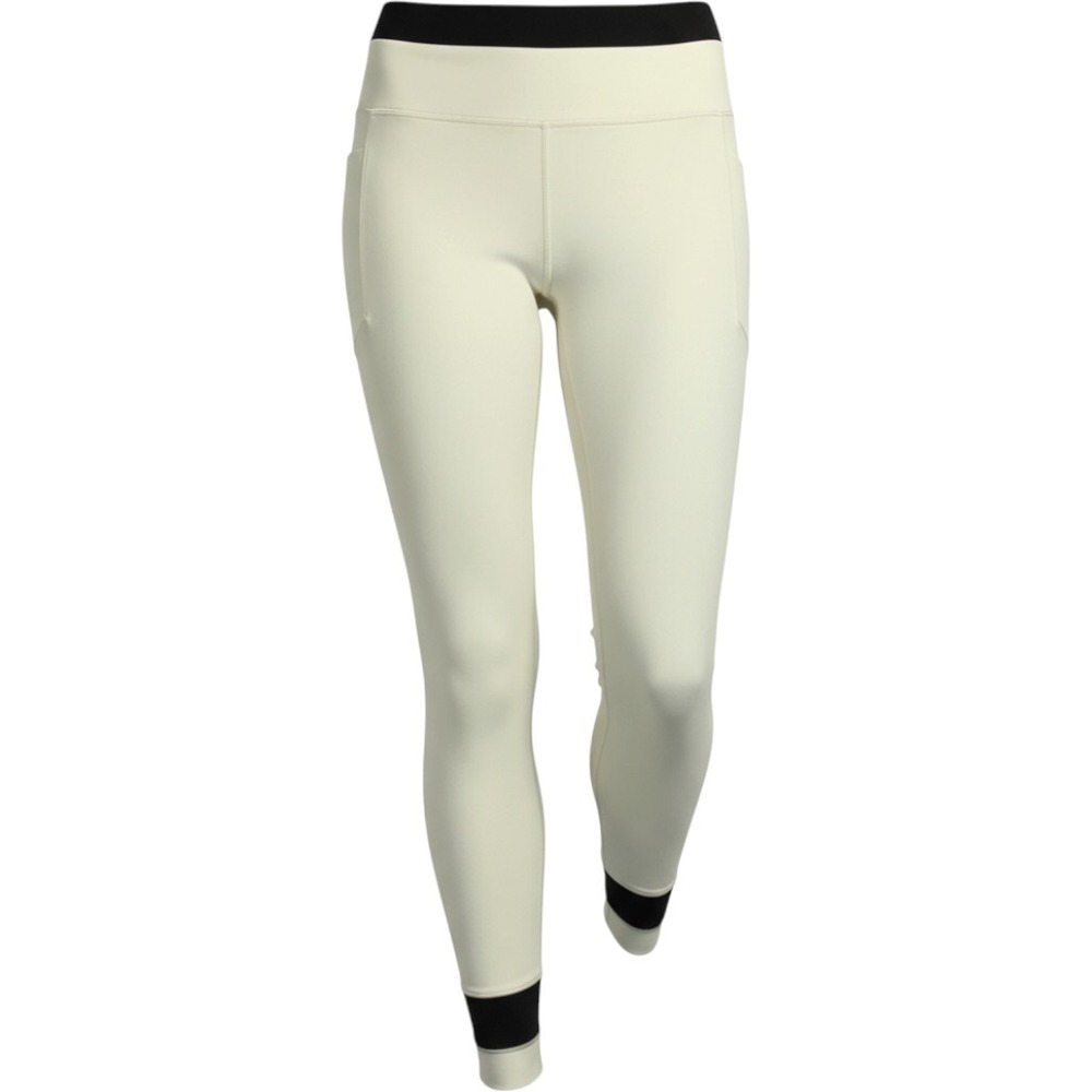 Athleta Salutation Stash Double Up Tight Womens M Cream Black Pocket Yoga Pants